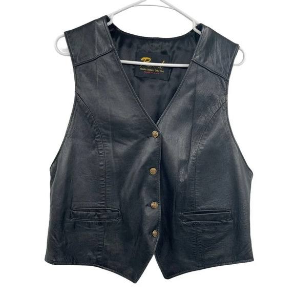 Reed Vintage Leather Vest Button Down with Pockets Adjustable Back Strap Black - Picture 4 of 12